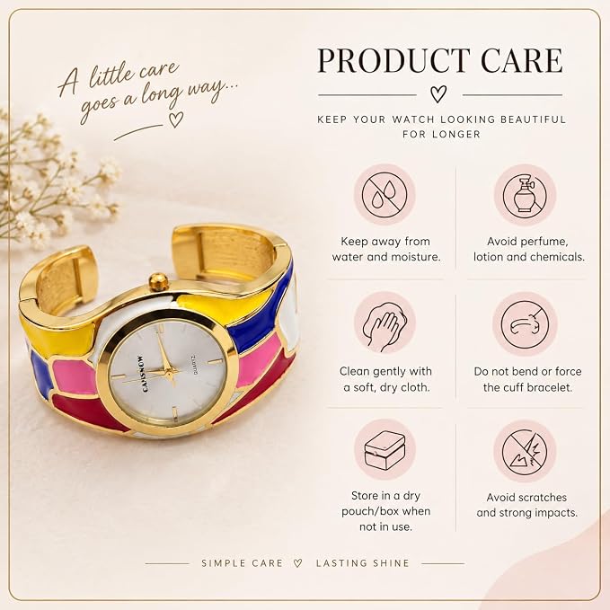 Women’s Multicolor Gold-Tone Cuff Bracelet Analog Quartz Watch