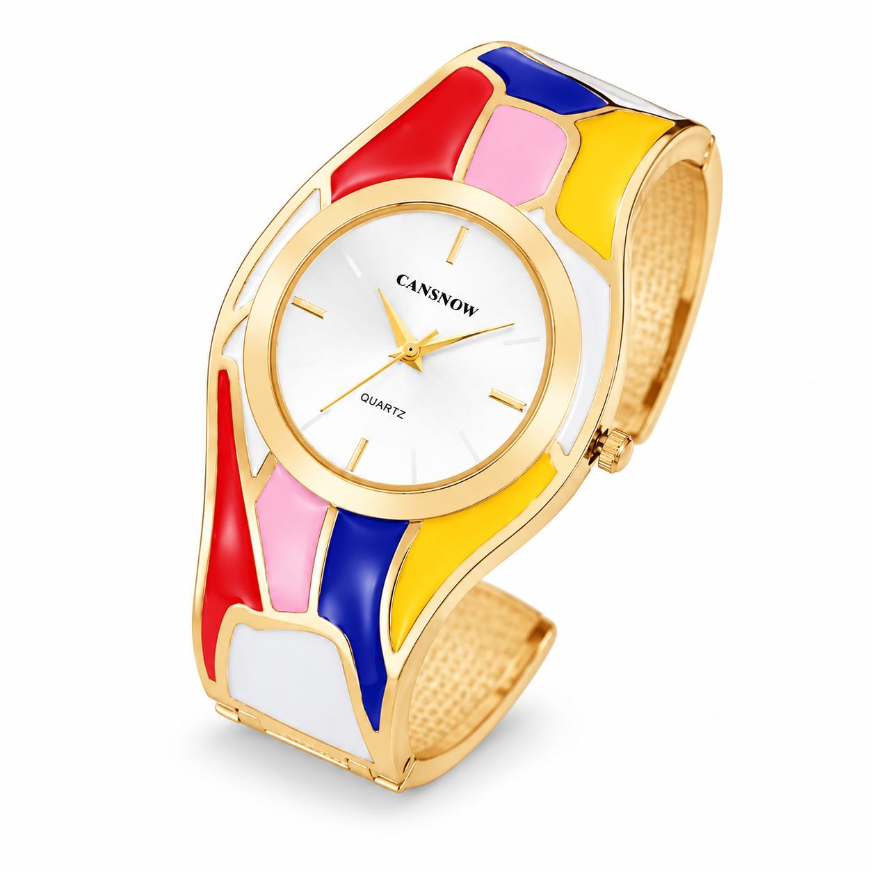 Women’s Multicolor Gold-Tone Cuff Bracelet Analog Quartz Watch