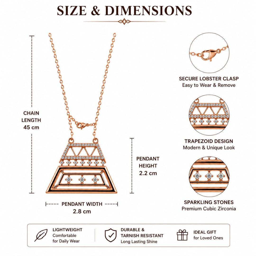 Women’s Rose Gold Lattice Necklace (Pendant Only, Earrings Not Included)