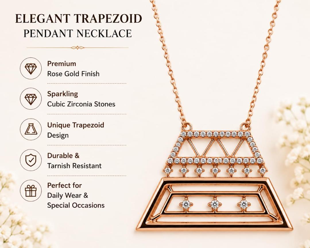 Women’s Rose Gold Lattice Necklace (Pendant Only, Earrings Not Included)
