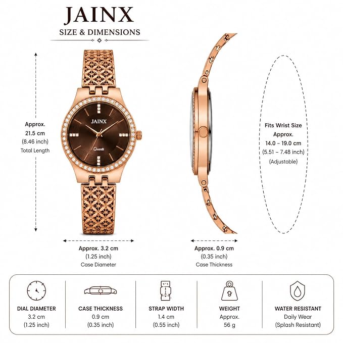 Women’s Rose Gold Watch with Crystal Studded Dial & Bracelet